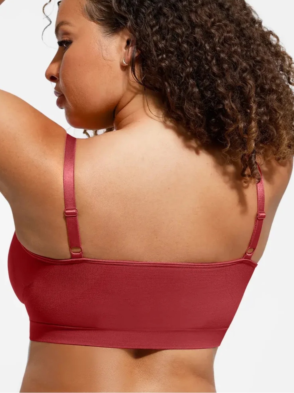 Wireless Ruched Bralette in Deep Wine Red - Picture 3 of 6
